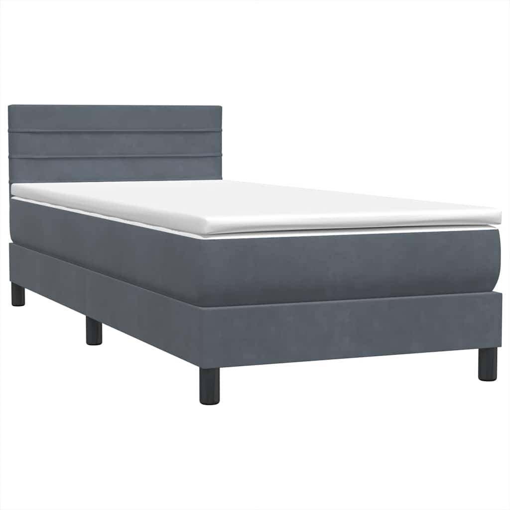 vidaXL Boxspringbett mit Matratze Dunkelgrau 80x210 cm Samt