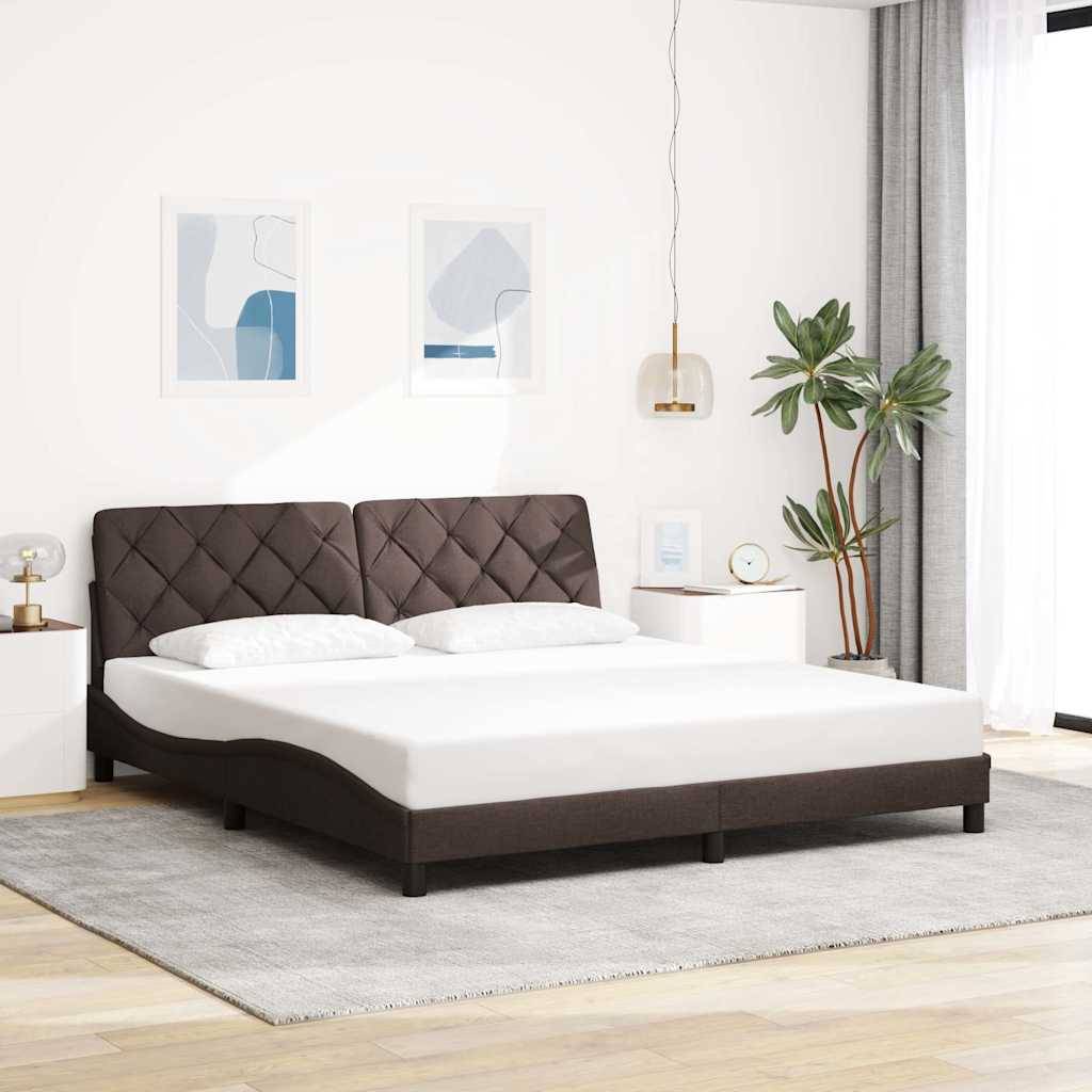 vidaXL Bettgestell mit LED ohne Matratze Dunkelbraun 180x200 cm Stoff