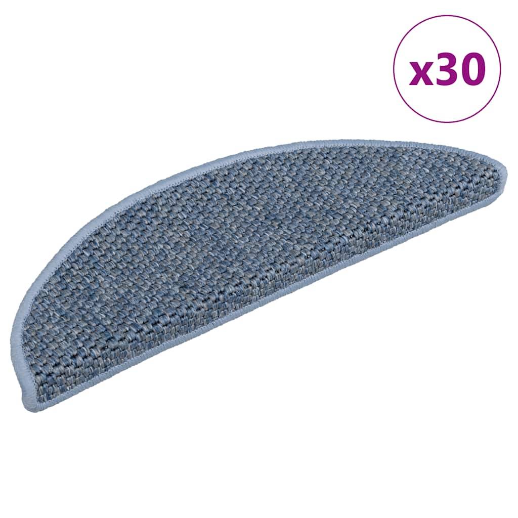 vidaXL Stufenmatten Selbstklebend Sisal-Optik 30Stk. 56x17x3cm Blau