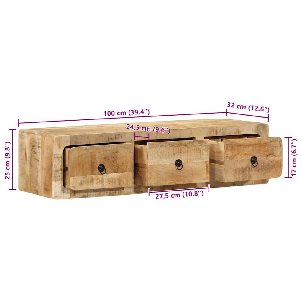 vidaXL TV-Wandschrank 100x32x25 cm Raues Massivholz Mango