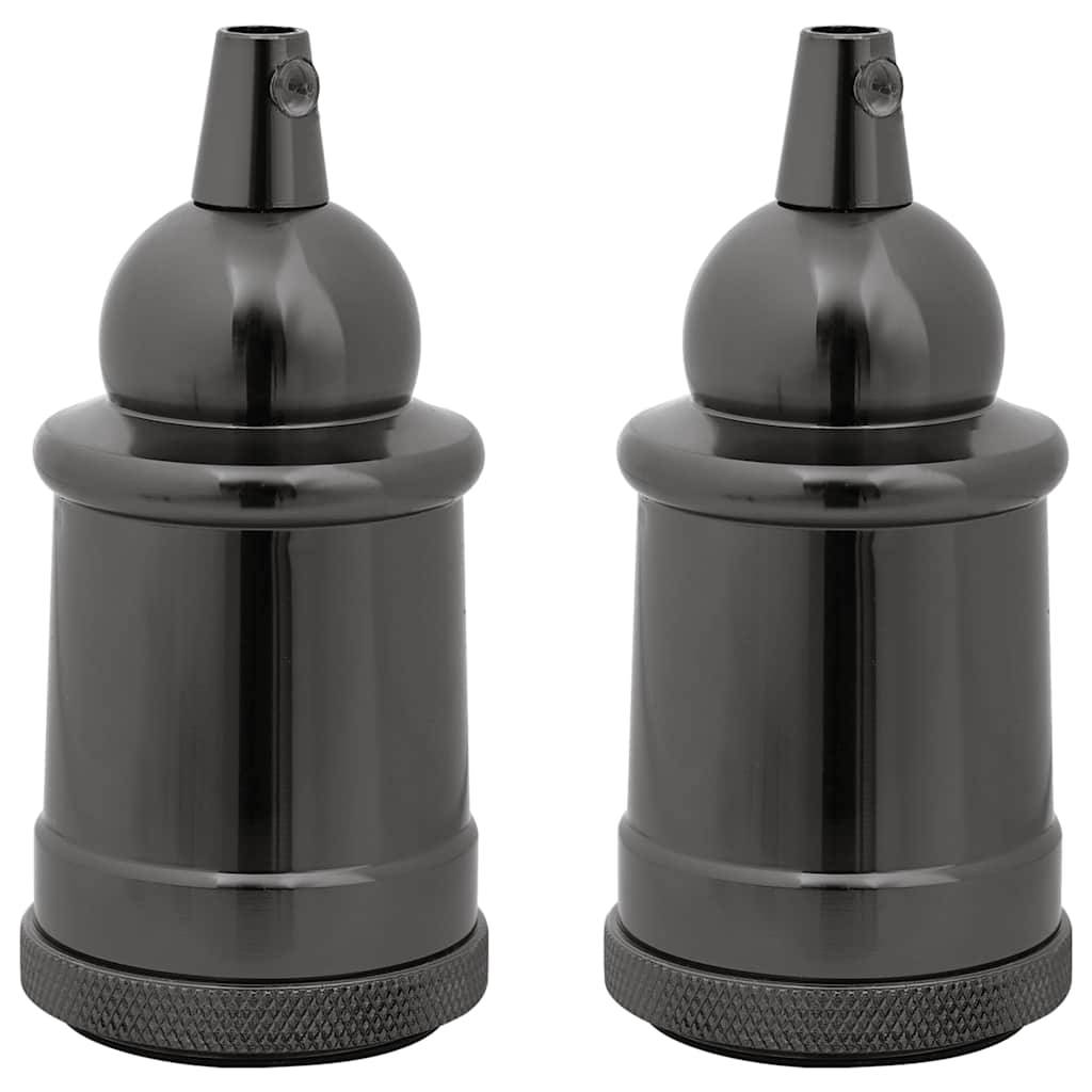 vidaXL Lampenfassungen 2 Stk. Glänzend Schwarz E27