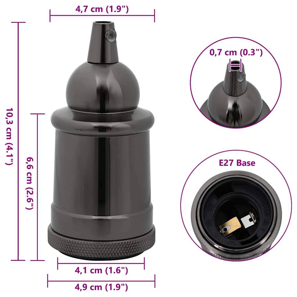 vidaXL Lampenfassungen 2 Stk. Glänzend Schwarz E27