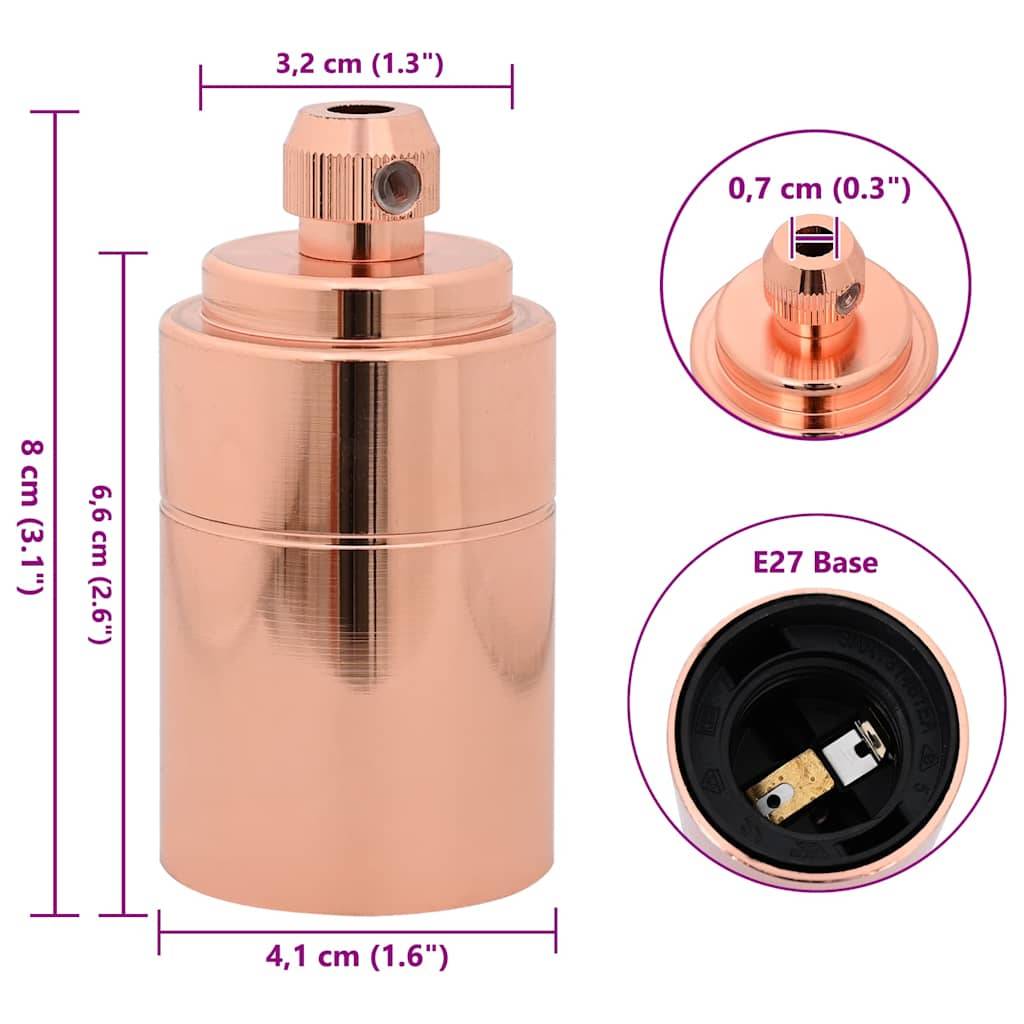 vidaXL Lampenfassungen 2 Stk. Rosegold E27