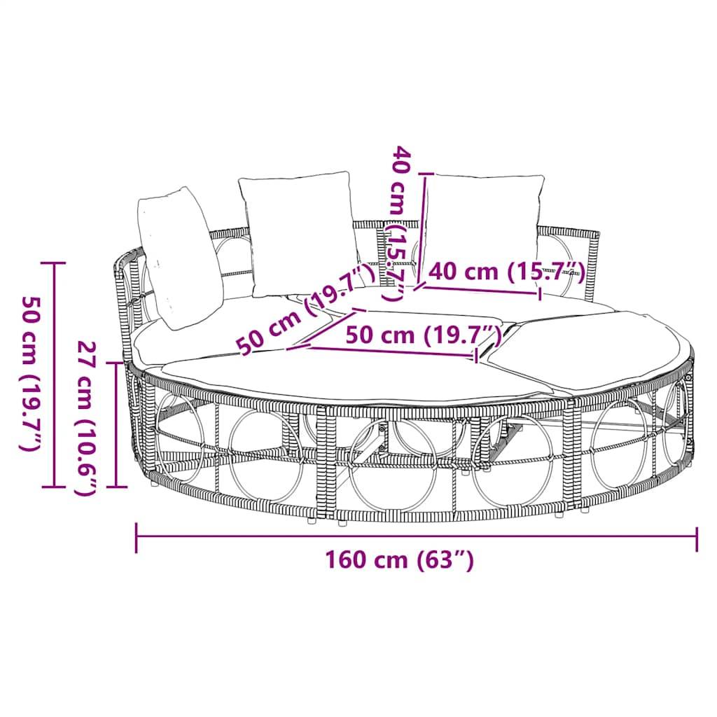 vidaXL Outdoor-Loungebett ohne Dach Poly Rattan