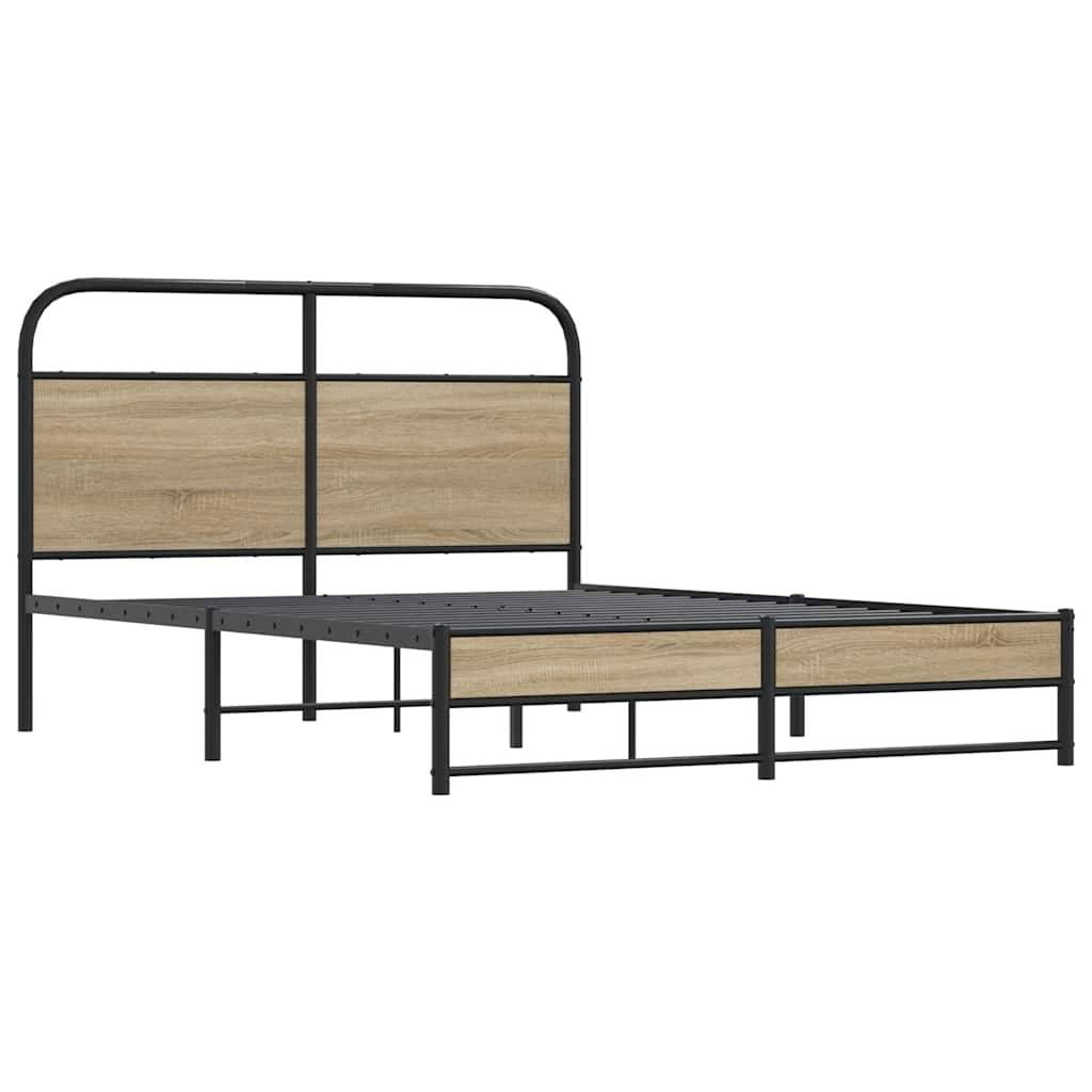 vidaXL Bettgestell ohne Matratze 140x190 cm Räuchereiche Holzwerkstoff