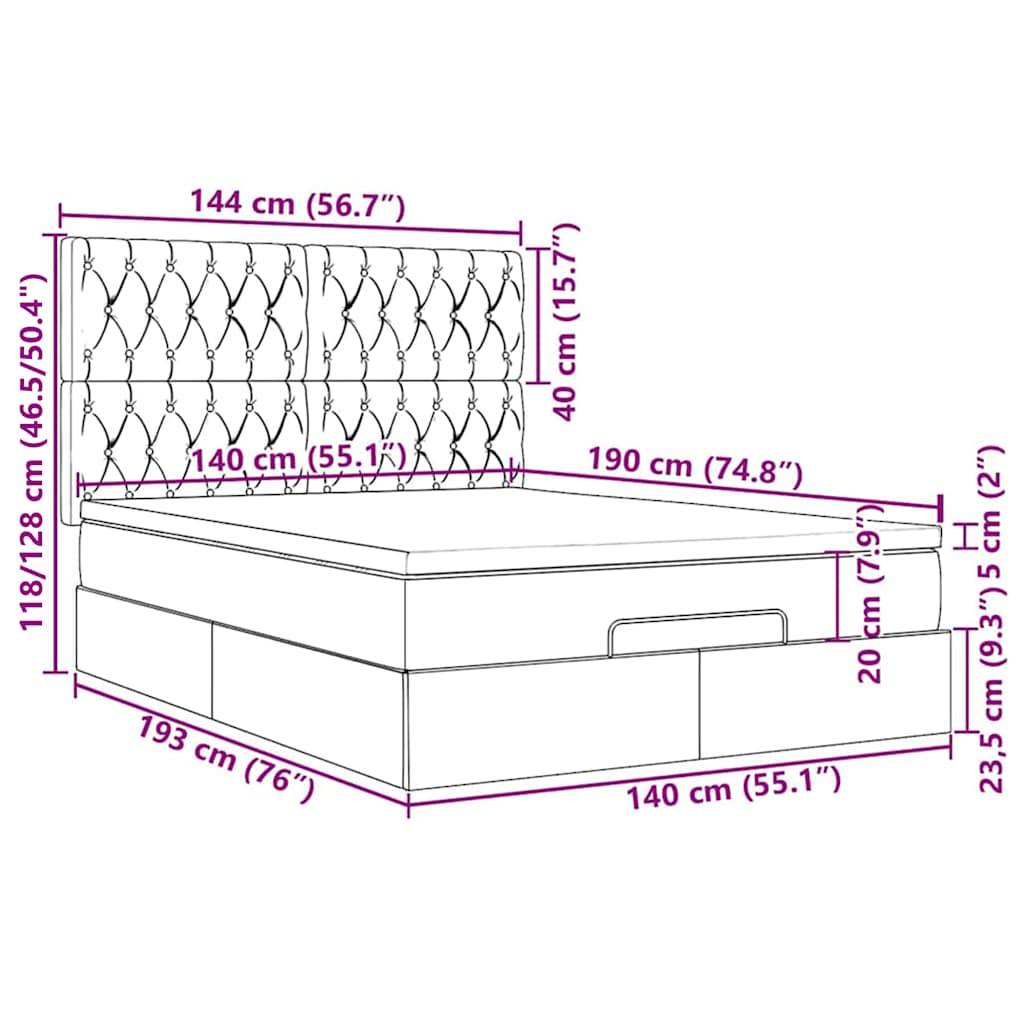 vidaXL Ottoman-Bett mit Matratze & LEDs Blau 140x190 cm Stoff