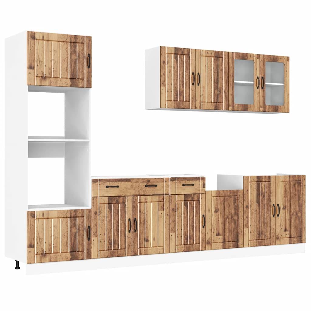 vidaXL 7-tlg. Küchenschrank-Set Kalmar Altholz-Optik Holzwerkstoff