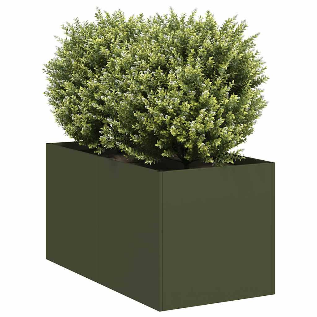 vidaXL Pflanzkübel Olivgrün 40x80x40 cm Kaltgewalzter Stahl