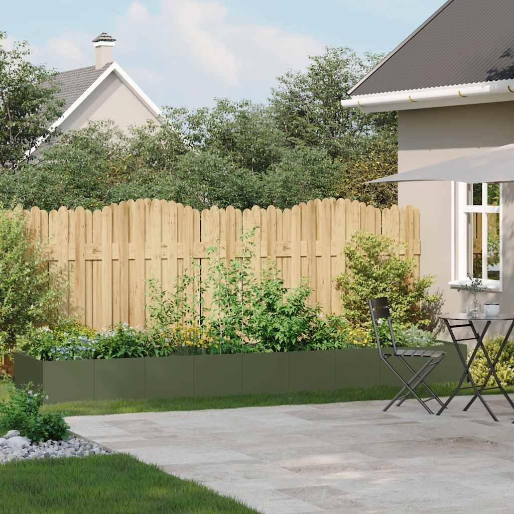 vidaXL Pflanzgefäß Olivgrün 360x80x40 cm Stahl