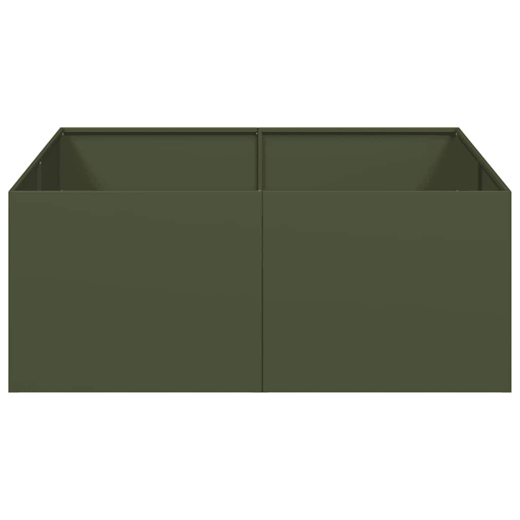 vidaXL Pflanzgefäß Olivgrün 100x100x40 cm Stahl