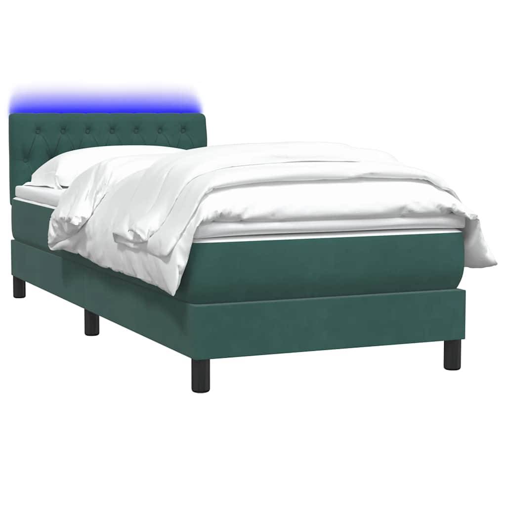 vidaXL Boxspringbett mit Matratze Dunkelgrün 80x220 cm Samt