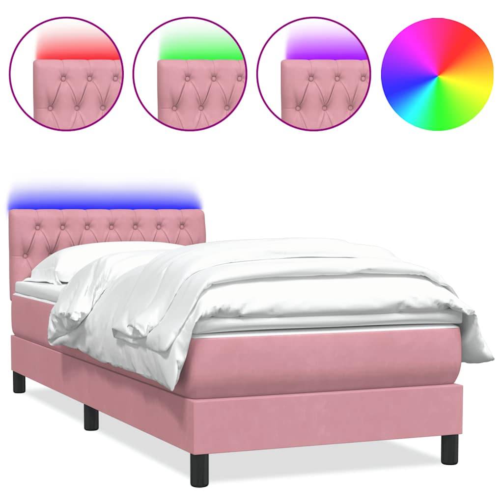 vidaXL Boxspringbett mit Matratze Rosa 80x220 cm Samt