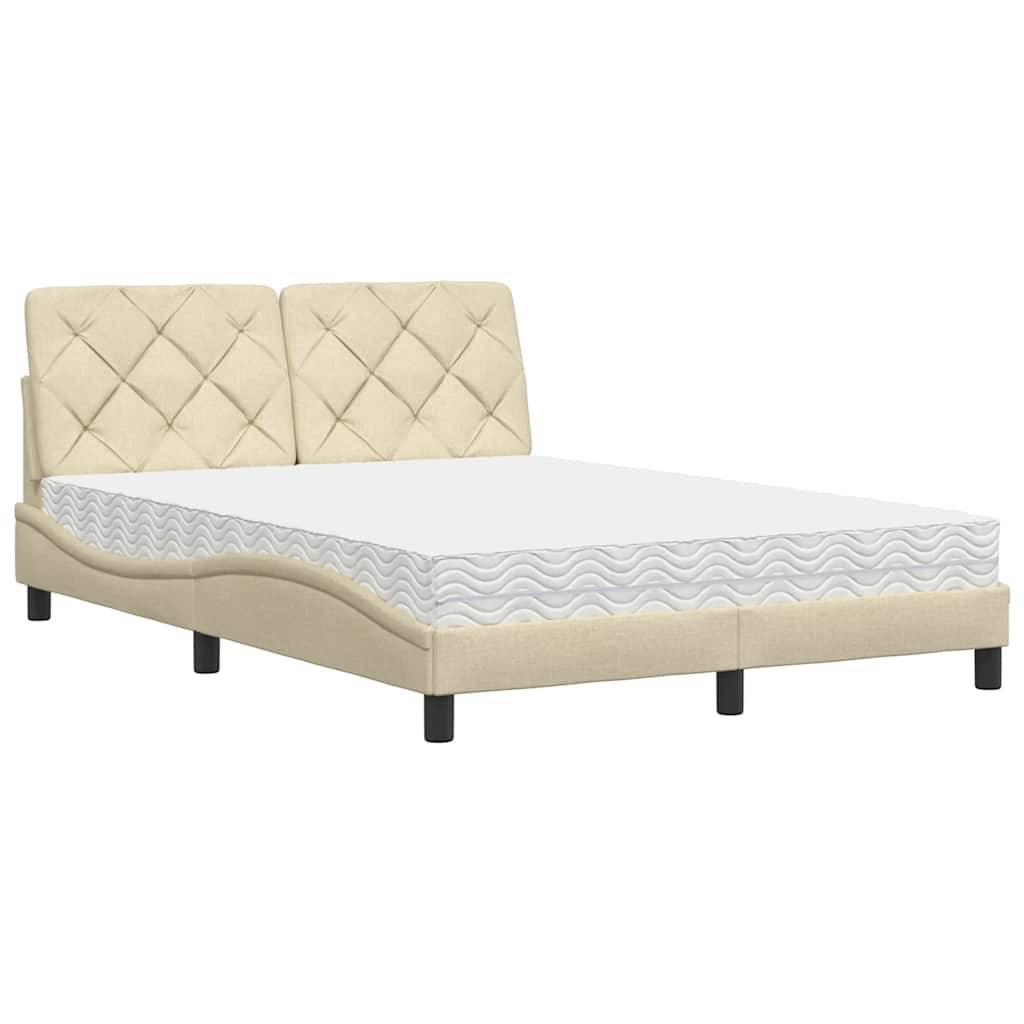 vidaXL Bett mit Matratze Creme 140x190 cm Stoff