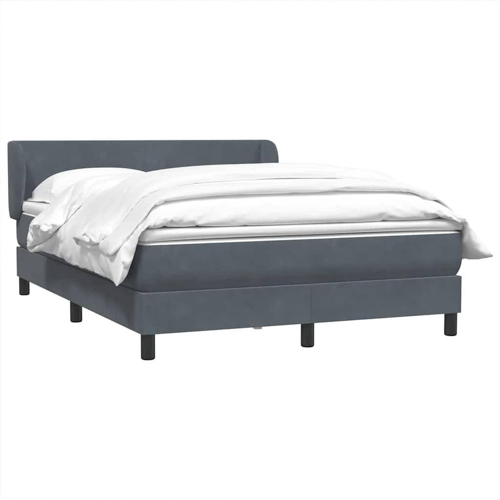 vidaXL Boxspringbett mit Matratze Dunkelgrau 160x210 cm Samt