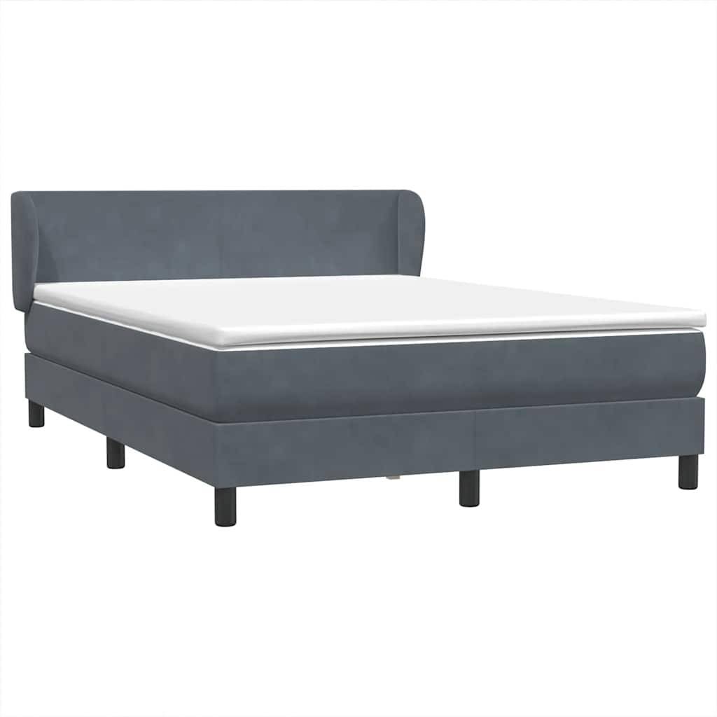 vidaXL Boxspringbett mit Matratze Dunkelgrau 160x210 cm Samt