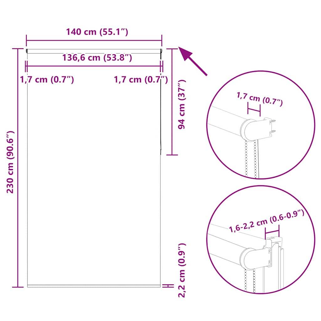 vidaXL Verdunkelungsrollo Weiß 140x230cm Stoffbreite 136,6cm Polyester