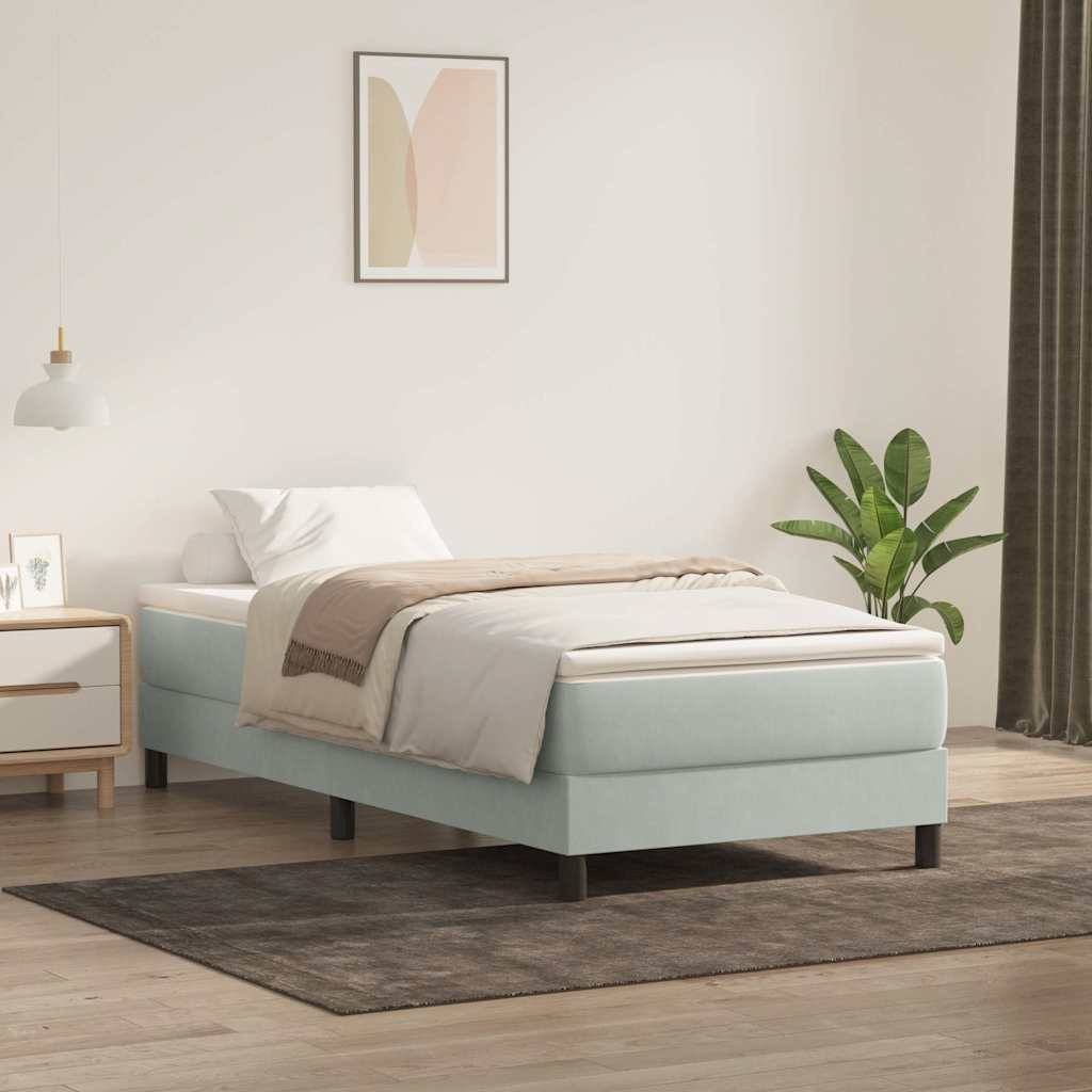 vidaXL Boxspringbett ohne Matratze Hellgrau 80x220 cm Samt