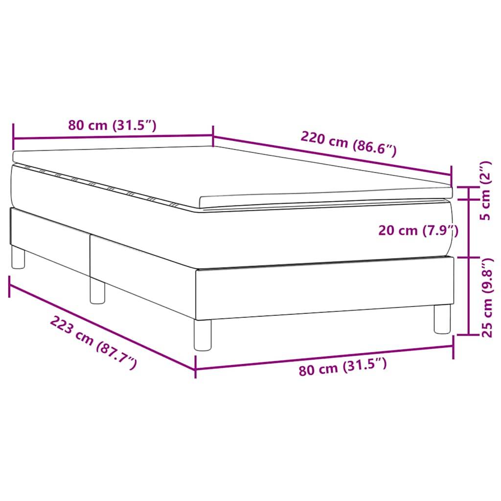 vidaXL Boxspringbett mit Matratze Hellgrau 80x220 cm Samt