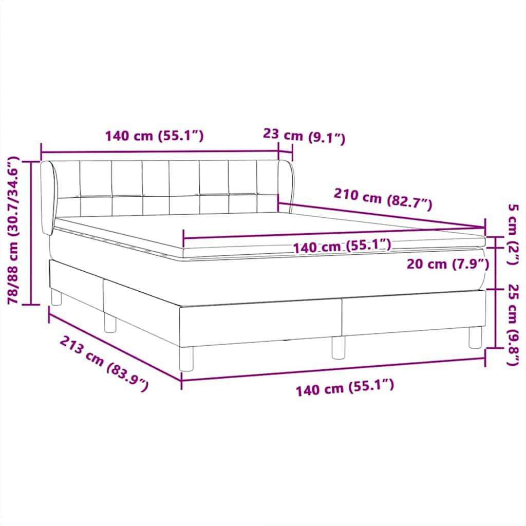 vidaXL Boxspringbett mit Matratze Rosa 140x210 cm Samt