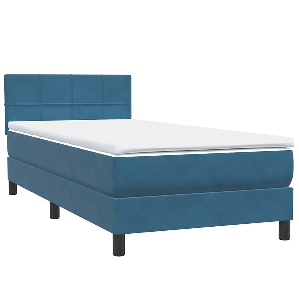 vidaXL Boxspringbett mit Matratze Dunkelblau 80x220 cm Samt