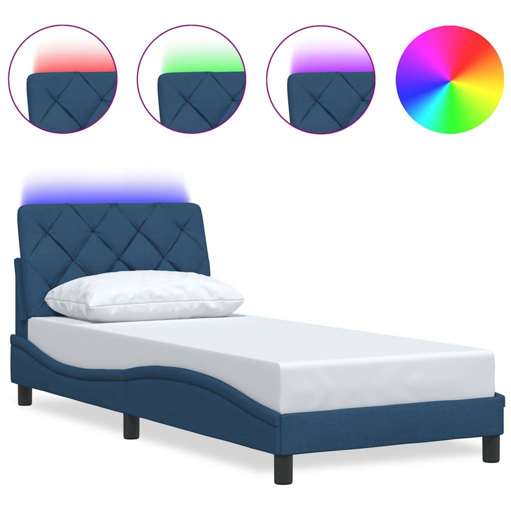 vidaXL Bettgestell mit LED ohne Matratze Blau 80x200 cm Stoff