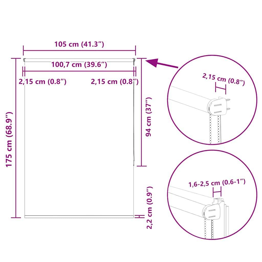 vidaXL Verdunkelungsrollo Weiß 105x175 cm Stoffbreite 100,7 cm