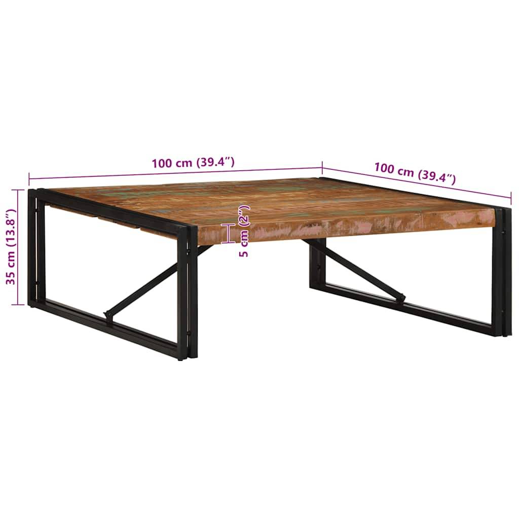 vidaXL Couchtisch Mehrfarbig 100x100x35 cm Altholz Massivholz