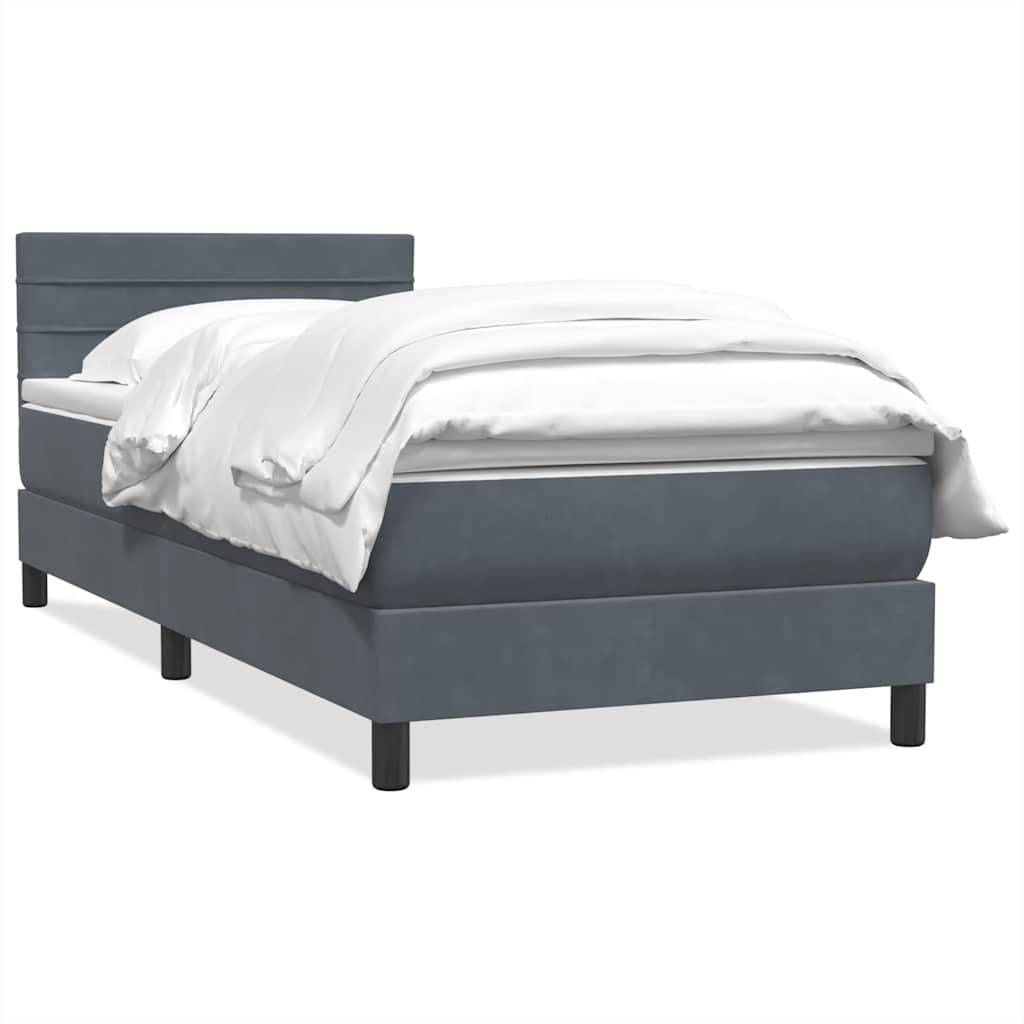 vidaXL Boxspringbett mit Matratze Dunkelgrau 80x210 cm Samt