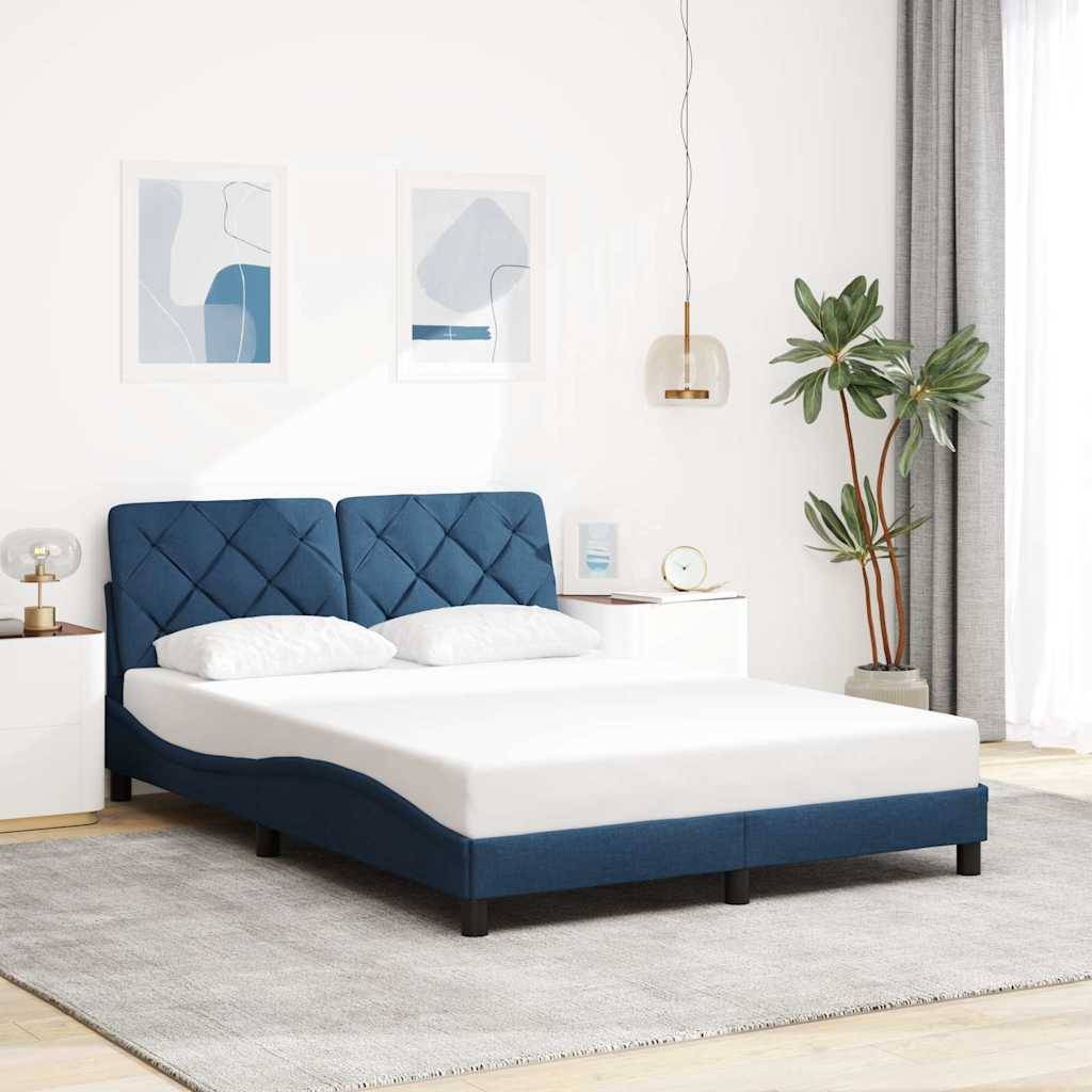 vidaXL Bettgestell mit LED ohne Matratze Blau 140x200 cm Stoff