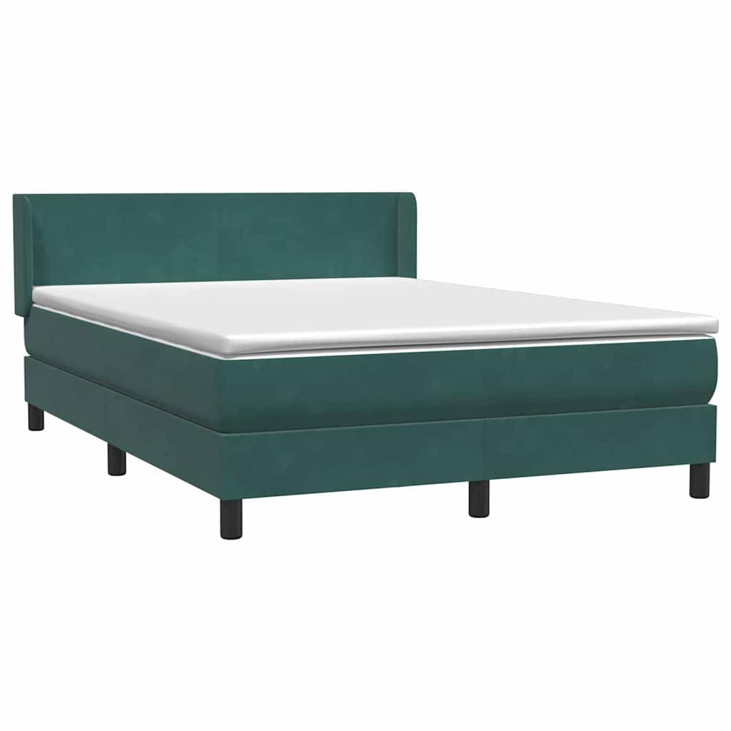 vidaXL Boxspringbett mit Matratze Dunkelgrün 160x210 cm Samt