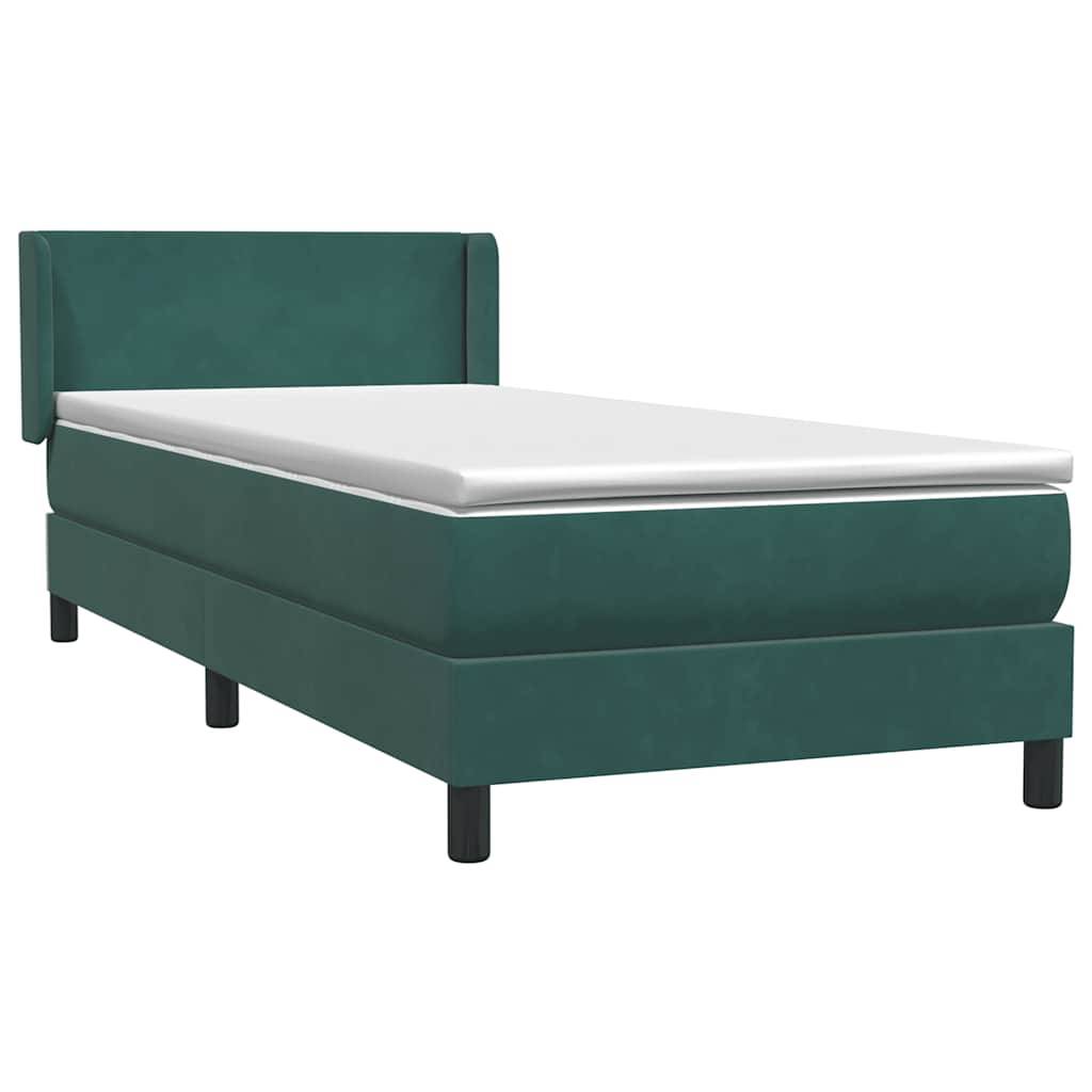 vidaXL Boxspringbett mit Matratze Dunkelgrün 80x220 cm Samt
