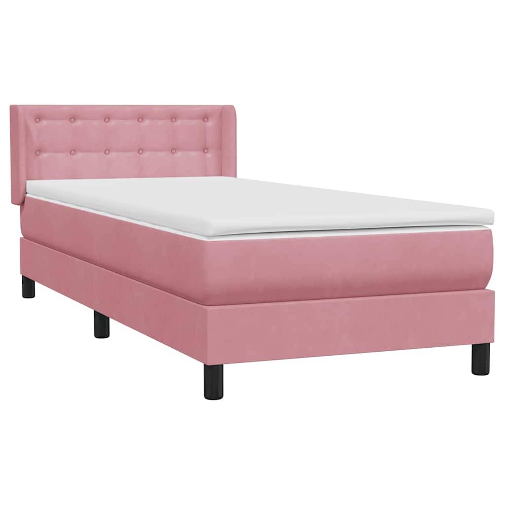 vidaXL Boxspringbett mit Matratze Rosa 90x210 cm Samt