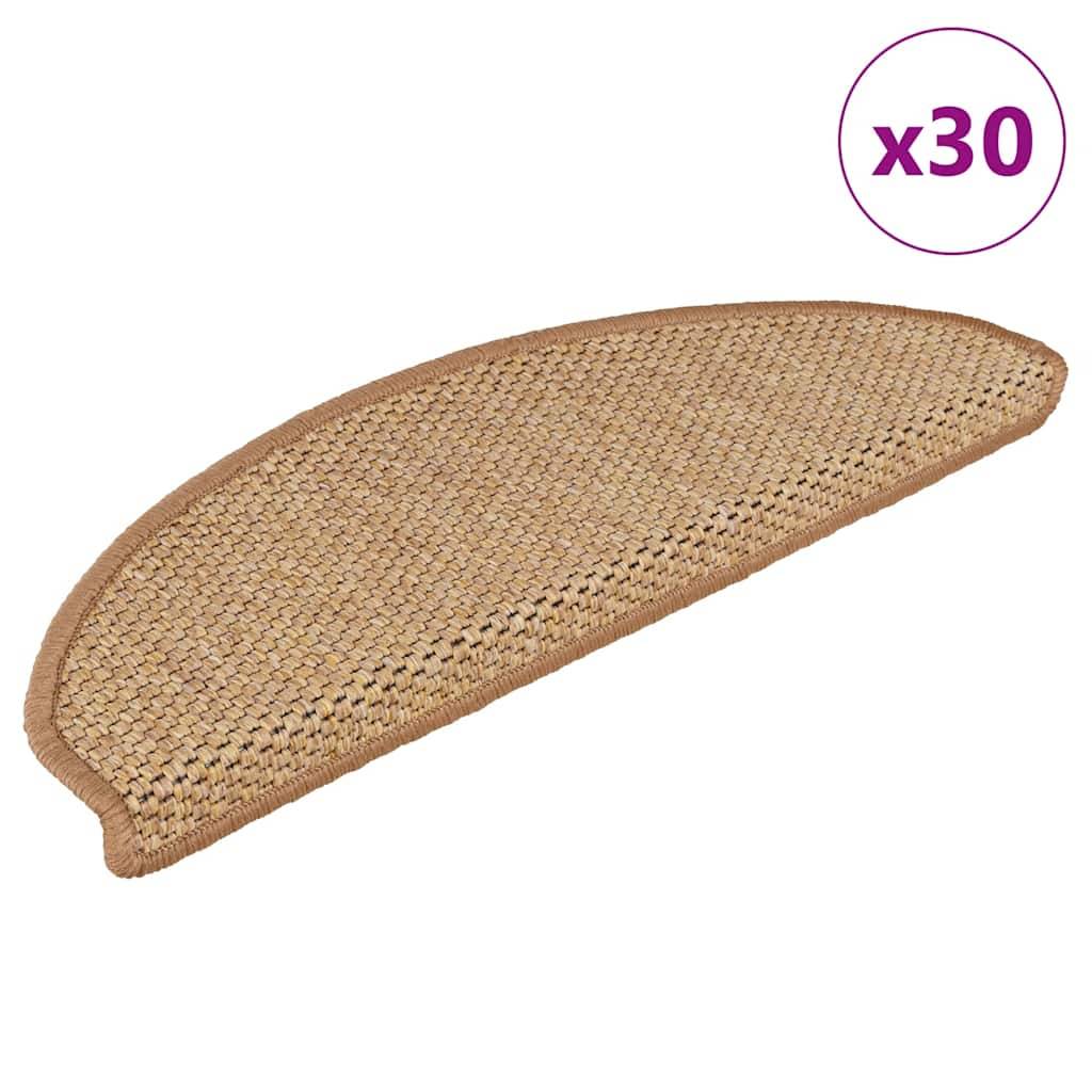 vidaXL Stufenmatten Selbstklebend Sisal-Optik 30Stk. 65x21x4cm Sisal