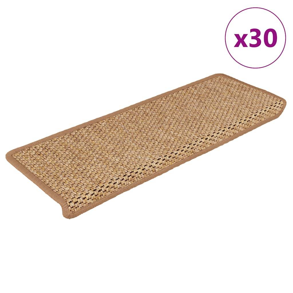 vidaXL Stufenmatten Selbstklebend Sisal-Optik 30 Stk. 65x21x4cm Orange