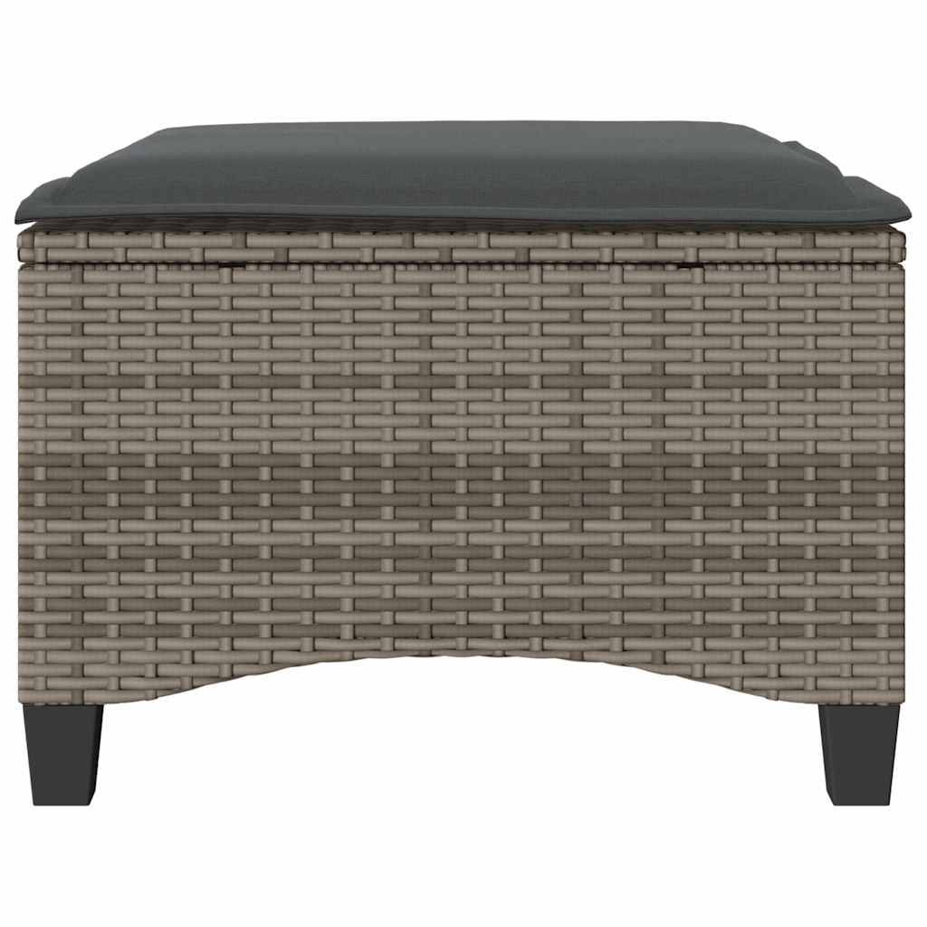 vidaXL Gartenhocker mit Kissen 2 Stk. Grau 55x55x36 cm Poly Rattan