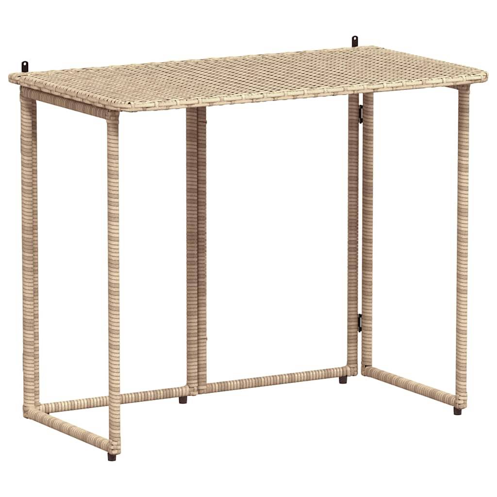 vidaXL Gartentisch Klappbar Beige 90x51x75 cm Poly Rattan