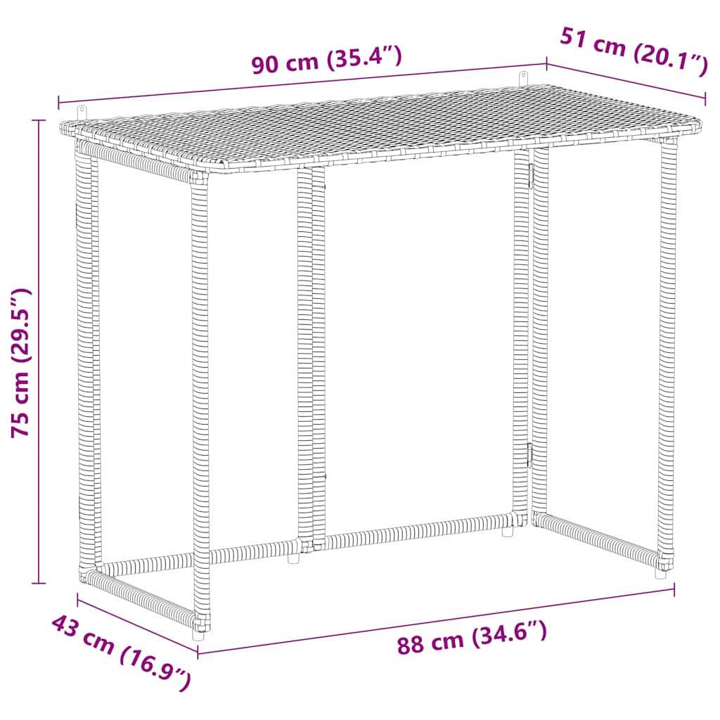 vidaXL Gartentisch Klappbar Beige 90x51x75 cm Poly Rattan