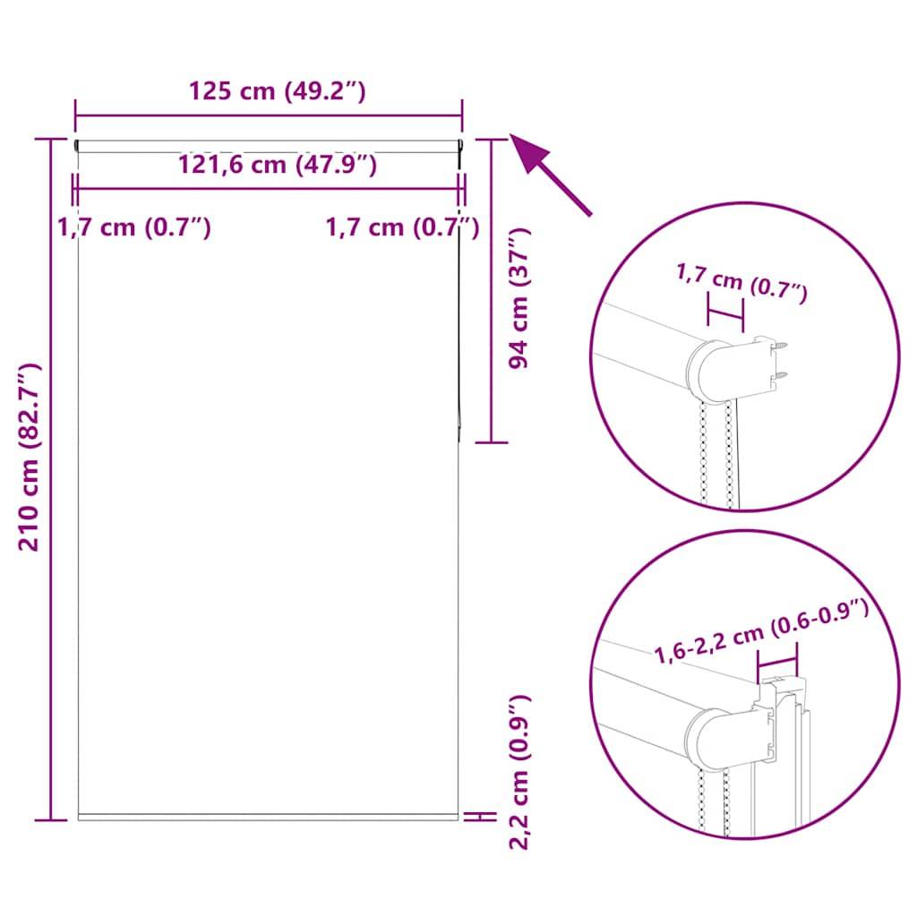 vidaXL Verdunkelungsrollo Marineblau 125x210 cm Stoffbreite 121,6 cm