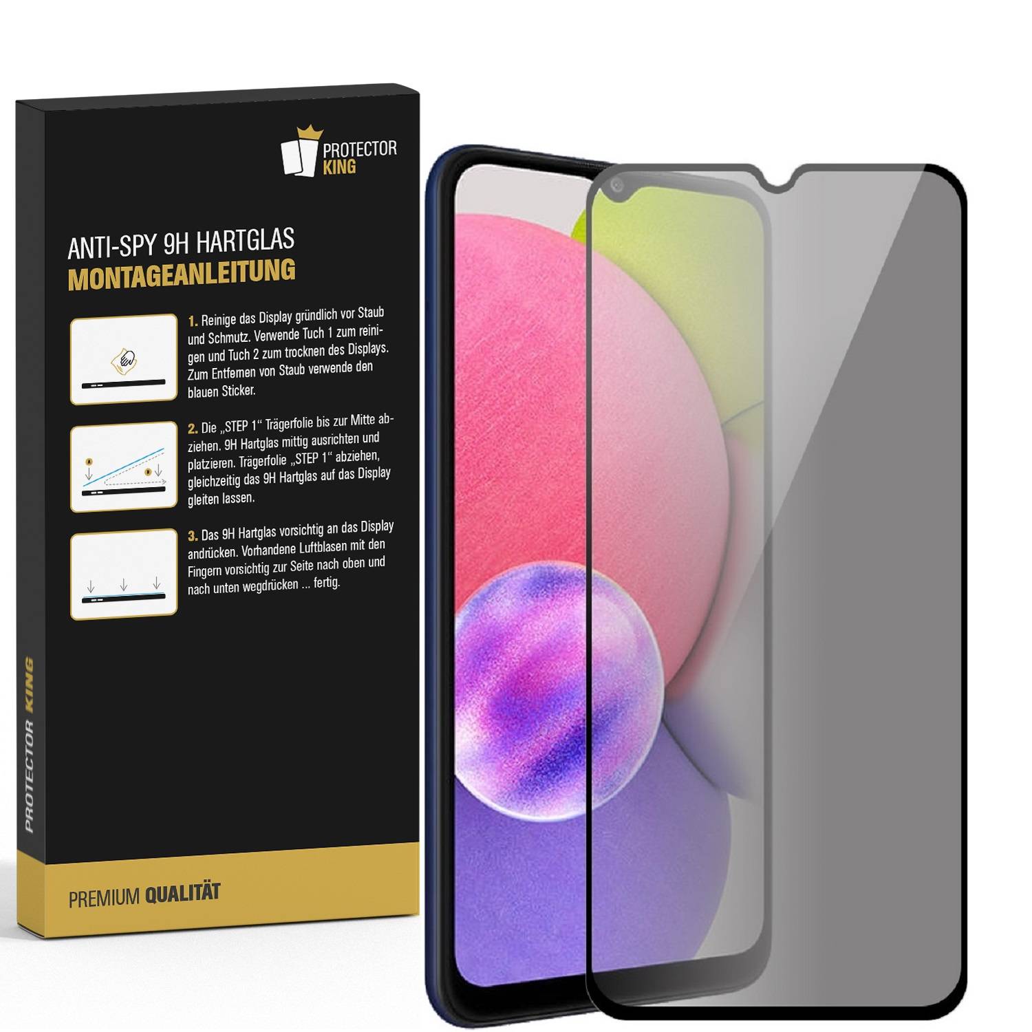 1x Blickschutz 9H Panzerglas für Samsung Galaxy A14 Anti-Spy Privacy Sichtschutz echtes Tempered Glass Panzerfolie Displayschutz Schutzfolie