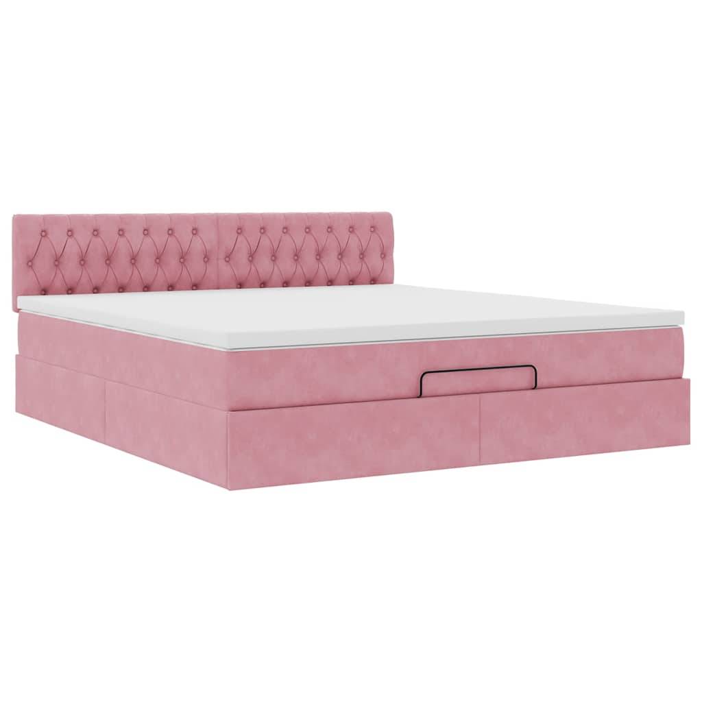 vidaXL Ottoman-Bett mit Matratze Rosa 160x200 cm Samt