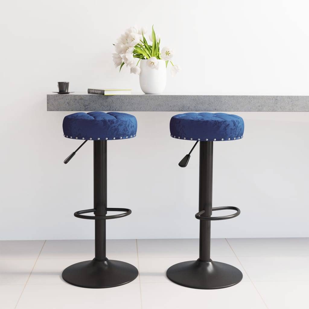 vidaXL Barhocker 2 Stk. Blau Samt