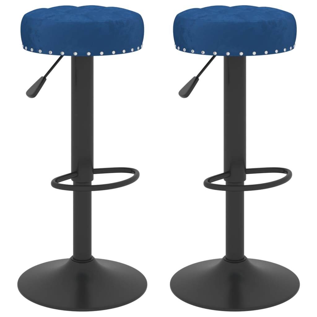 vidaXL Barhocker 2 Stk. Blau Samt