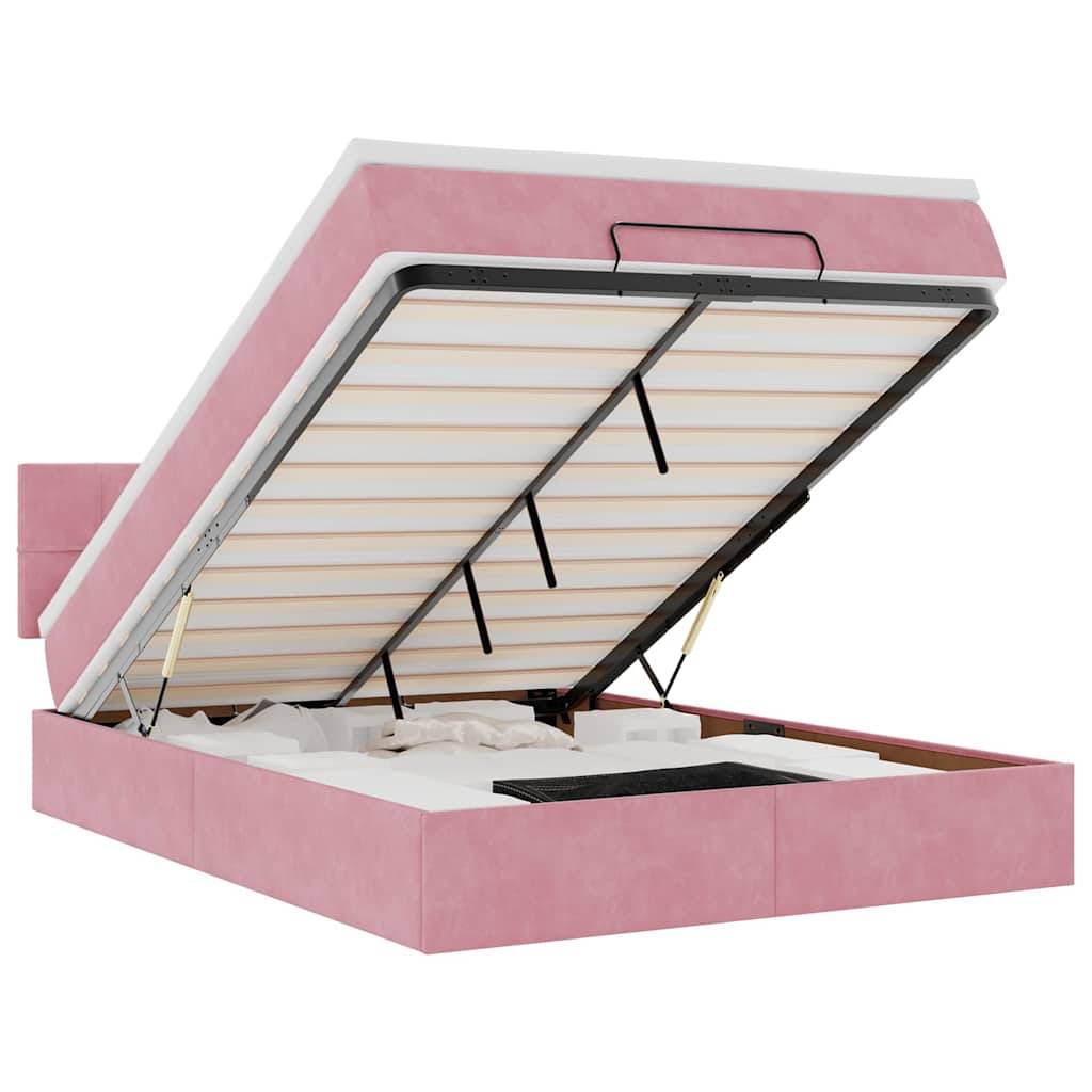 vidaXL Ottoman-Bett mit Matratze Rosa 140x200 cm Samt
