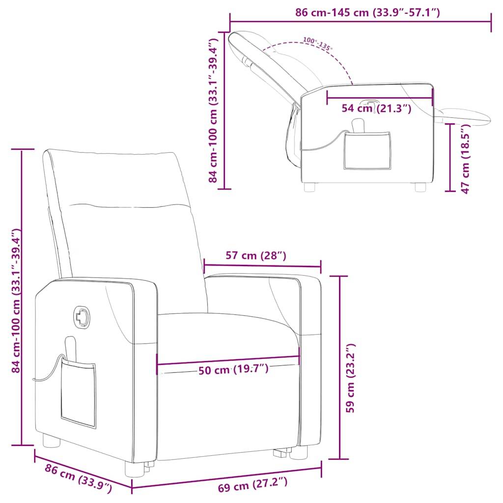 vidaXL Massagesessel mit Aufstehhilfe Creme Stoff