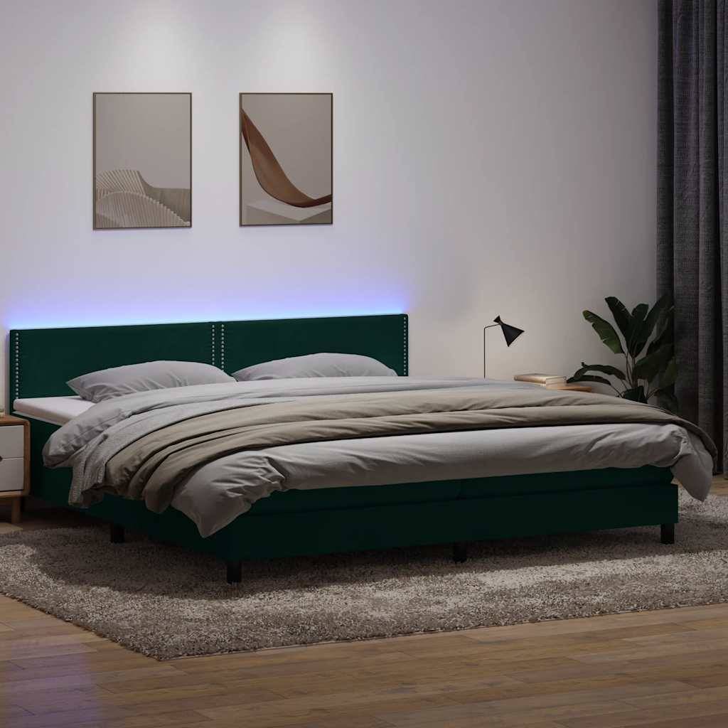 vidaXL Boxspringbett mit Matratze Dunkelgrün 180x220 cm Samt