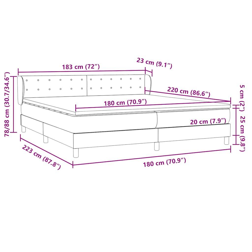 vidaXL Boxspringbett mit Matratzen Dunkelgrün 180x220 cm Samt