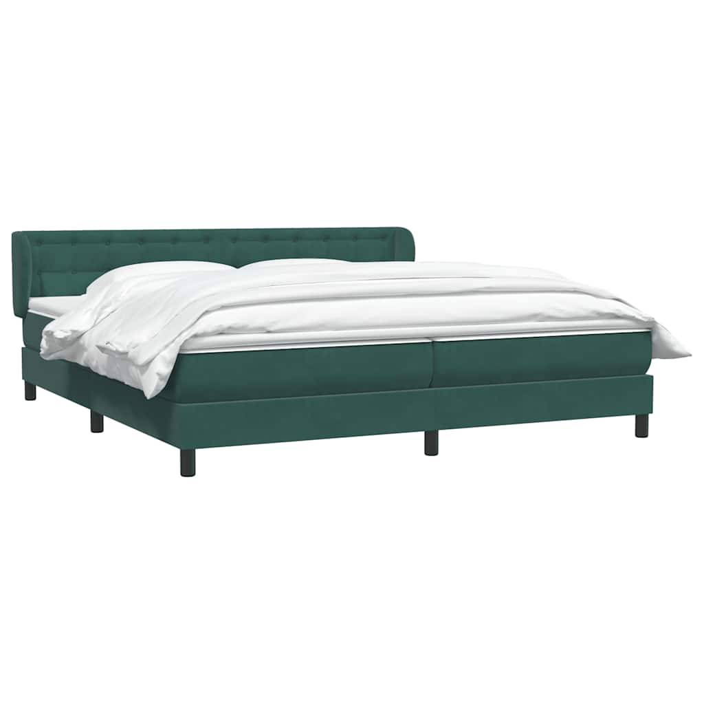 vidaXL Boxspringbett mit Matratzen Dunkelgrün 180x220 cm Samt