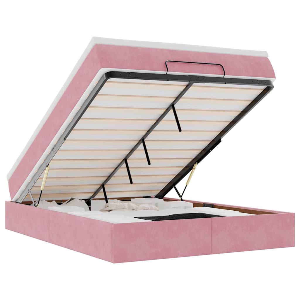 vidaXL Ottoman-Bett mit Matratze Rosa 140x200 cm Samt