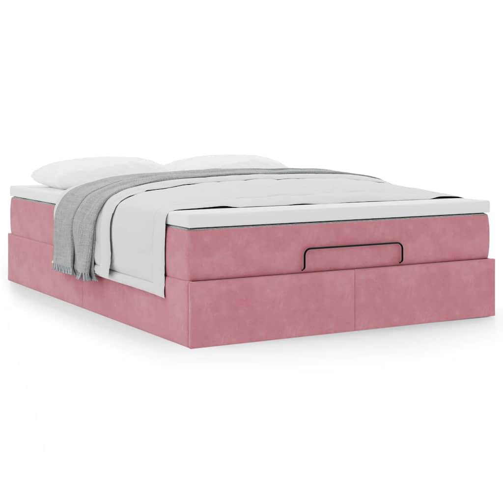 vidaXL Ottoman-Bett mit Matratze Rosa 140x200 cm Samt