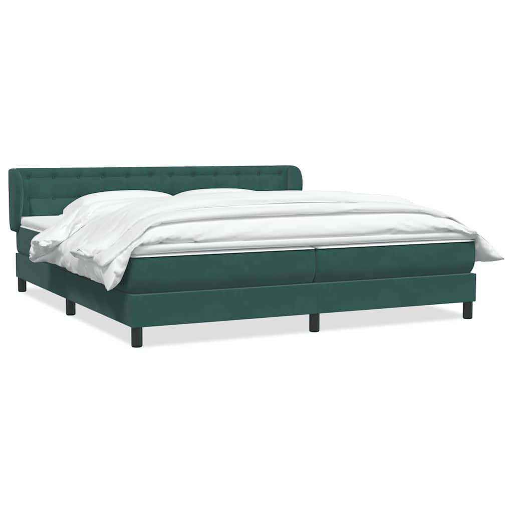 vidaXL Boxspringbett mit Matratzen Dunkelgrün 180x220 cm Samt